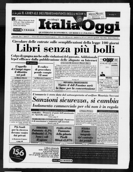 Italia oggi : quotidiano di economia finanza e politica